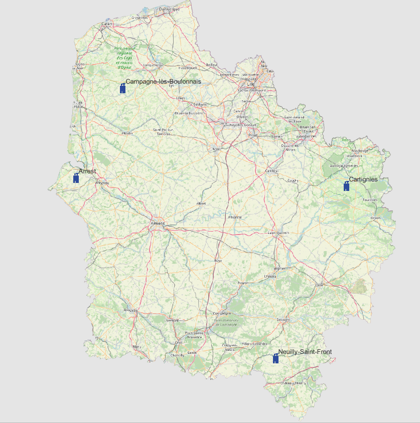 Stations de mesures de l'air de "fond rural" gérées par Atmo Hauts-de-France - 2024 
