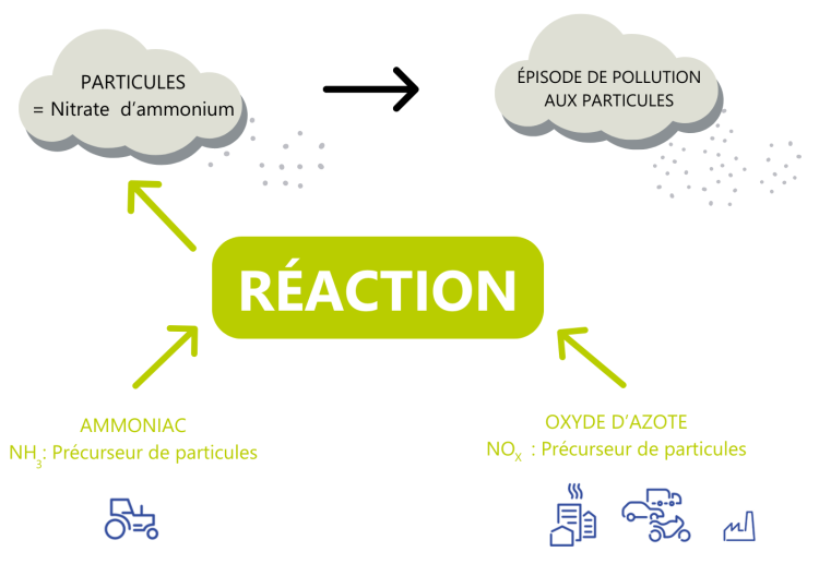 Infographie - Formation d'un épisode de pollution printanier aux particules (Atmo Hauts-de-France)
